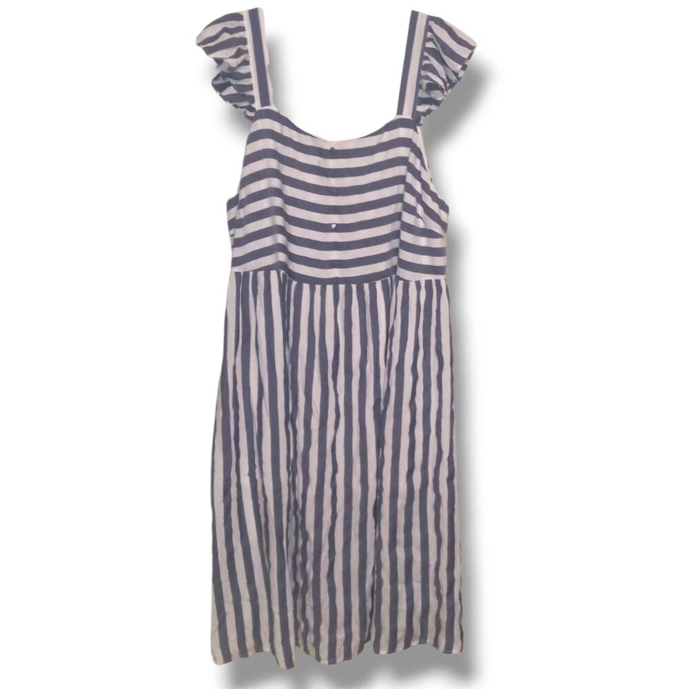 Andree by Unit Striped Midi Dress-Size 2X-Lined-Empire Waist-Flutter Sleeve-Slit